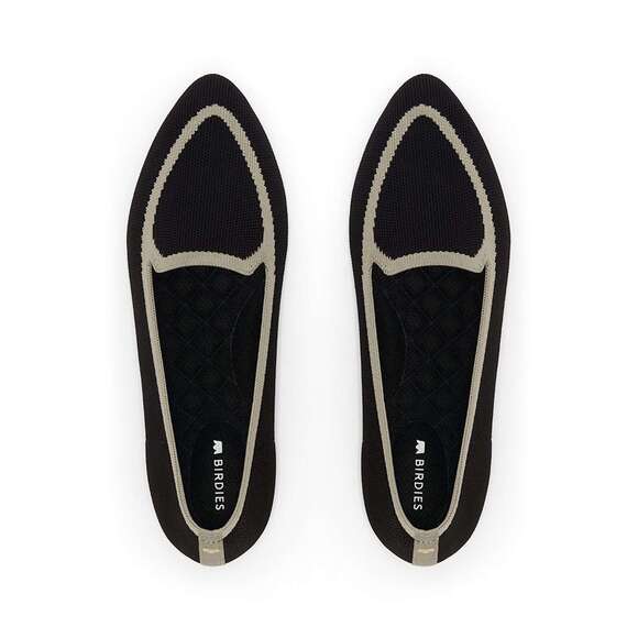 Birdies Black Tan Pointed Toe Blackbird Knit Washable Slip on Loafer - 9.5 - Picture 1 of 8